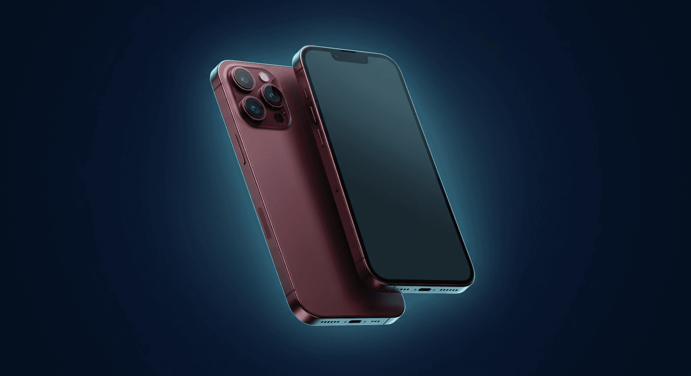 Premium smartphone in burgundy shown front and back